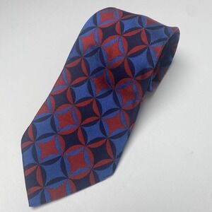 TURNBULL & ASSER Men's 100% Silk Neck Tie 56" Blue Red Geometrical Circles